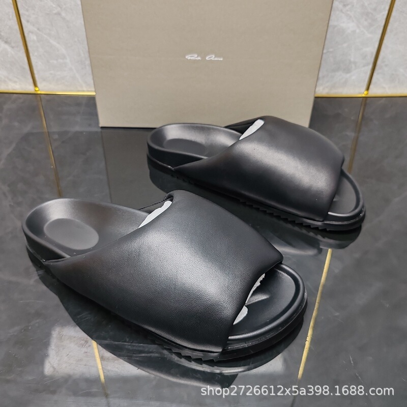Ro Bread-Style Slippers, Trendy Dark Fashion Sheepskin Upper, Cowhide Lining, Men's Lazy Slippers, Large Size, Non-Slip