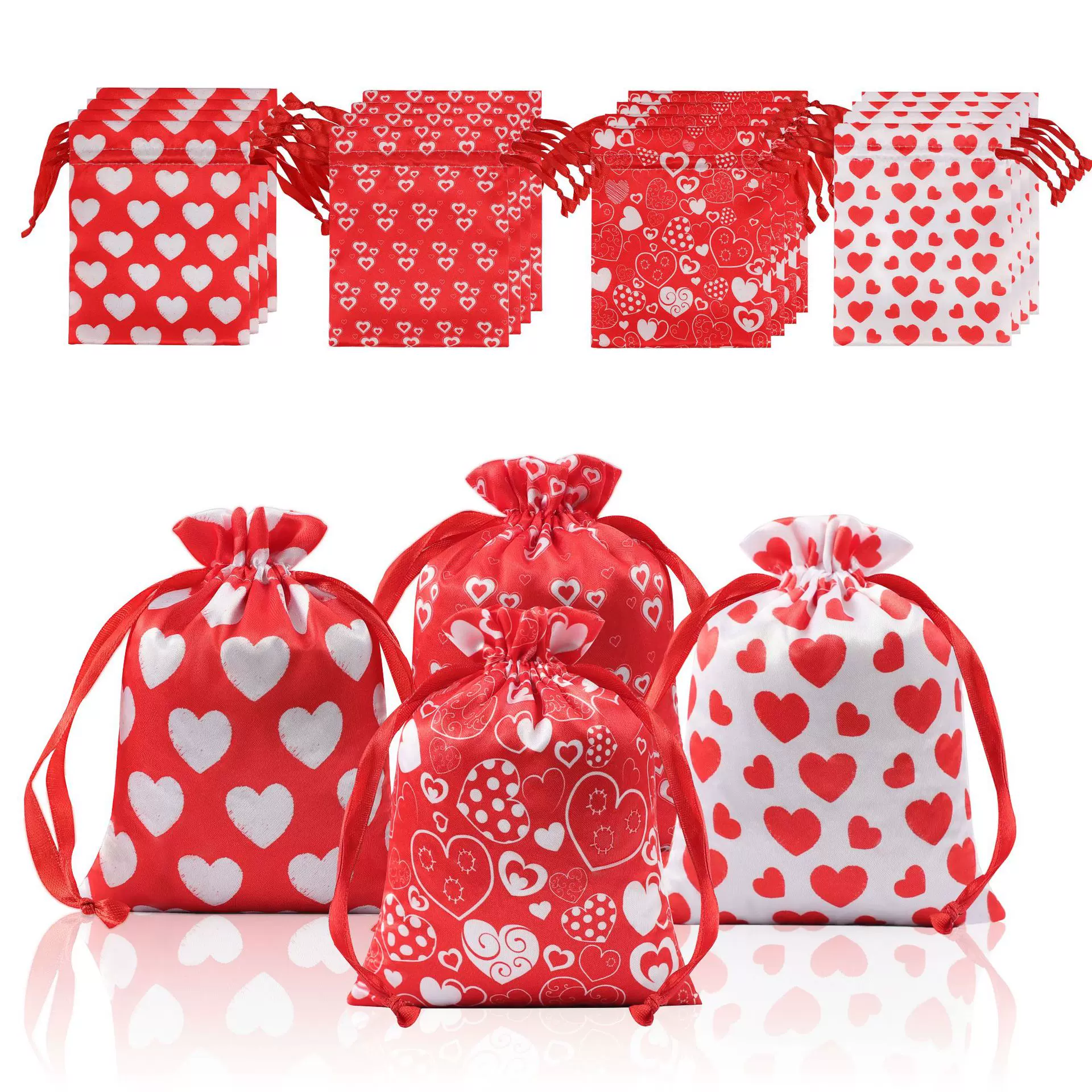 色丁布糖果礼品袋情人节礼物卡通小熊收纳袋跨境缎面束口袋丝绸