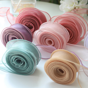 Simple fishtail yarn color mesh belt floral shop strap fishtail ribbon gauze belt flower material wholesale