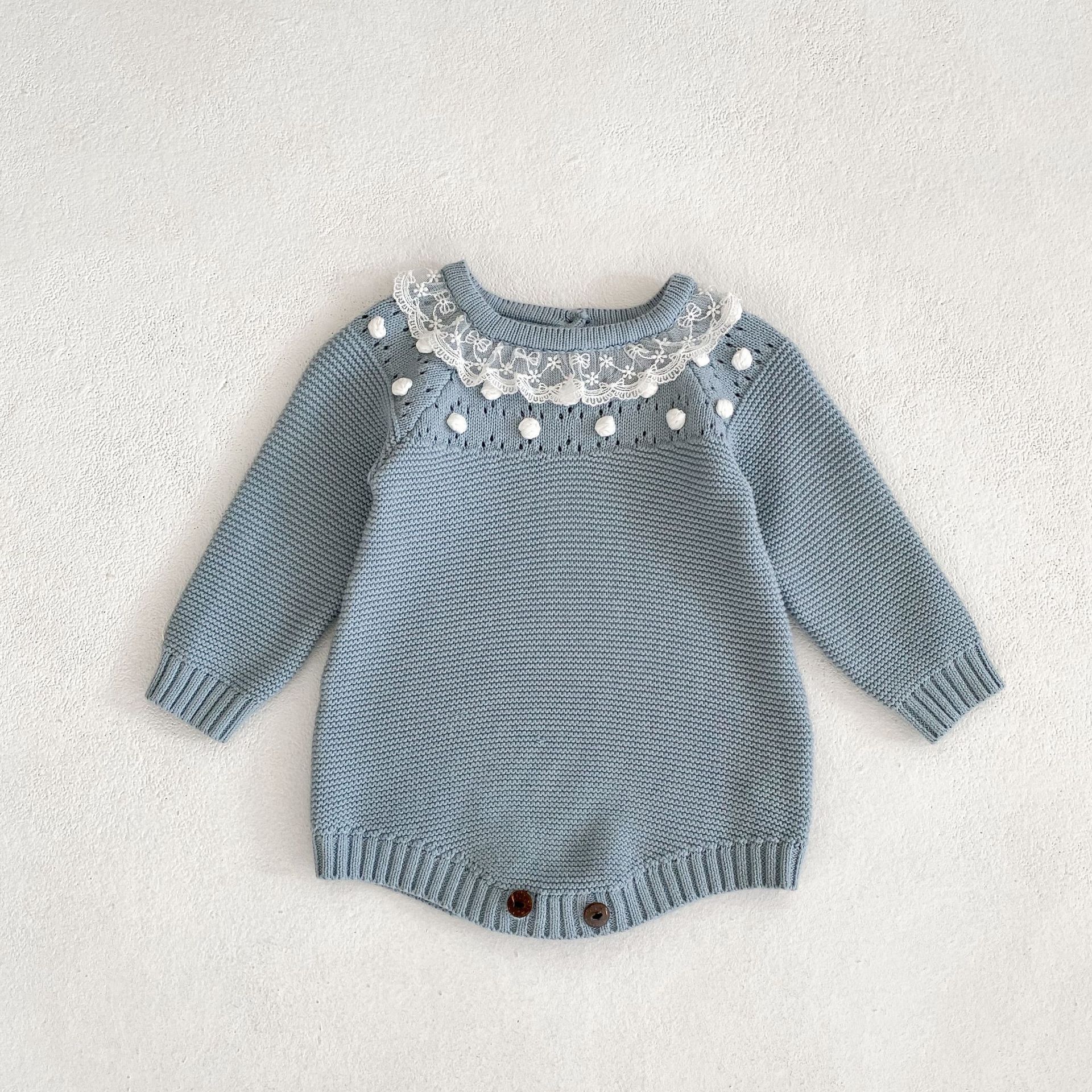 Vestiti autunnali per bambine, in pizzo, fatti a mano, a maniche lunghe, con colletto rotondo, Ha Yi, con sacchetto e cappello opzionale._voghion.com