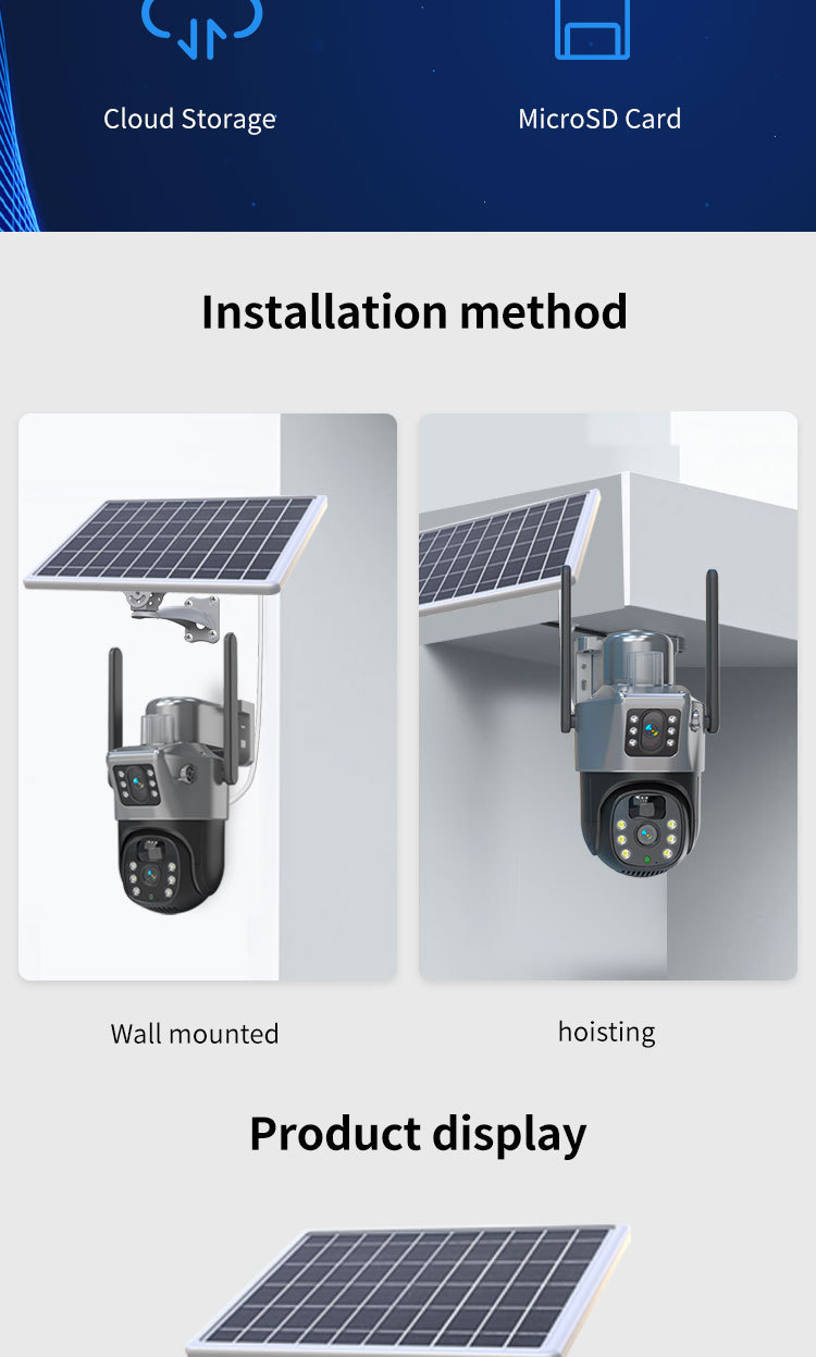 跨境 外贸太阳能监控器360度无死角手机远程室外夜视全景家用