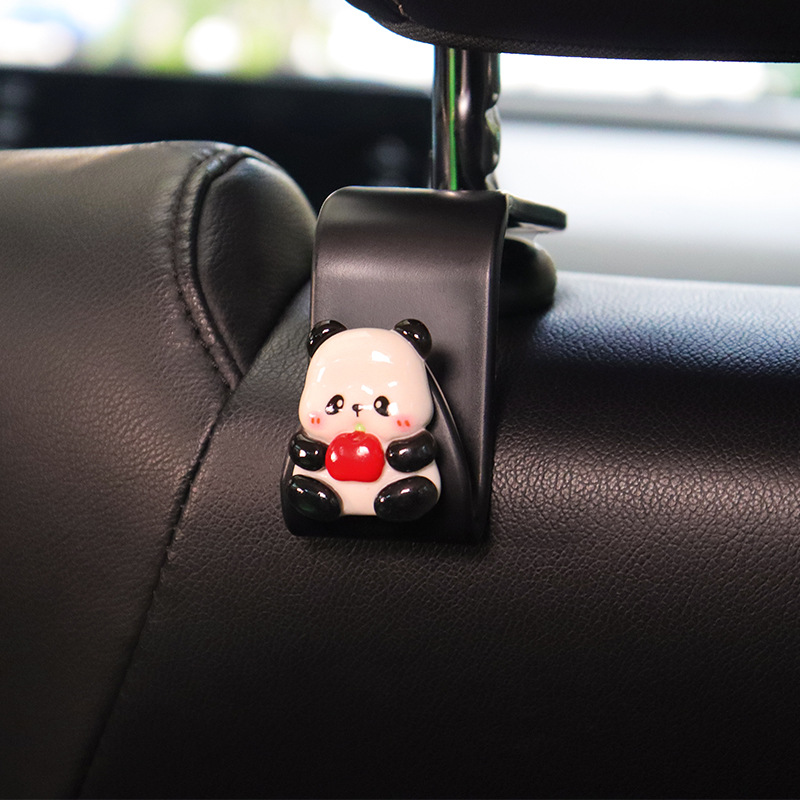 Gancho negro para automóvil Gancho panda de resina asiento trasero asiento para automóvil interior de automóvil asiento trasero creativo