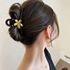 Hairgrip, sophisticated big crab pin, shark, elegant hair accessory, Korean style, flowered