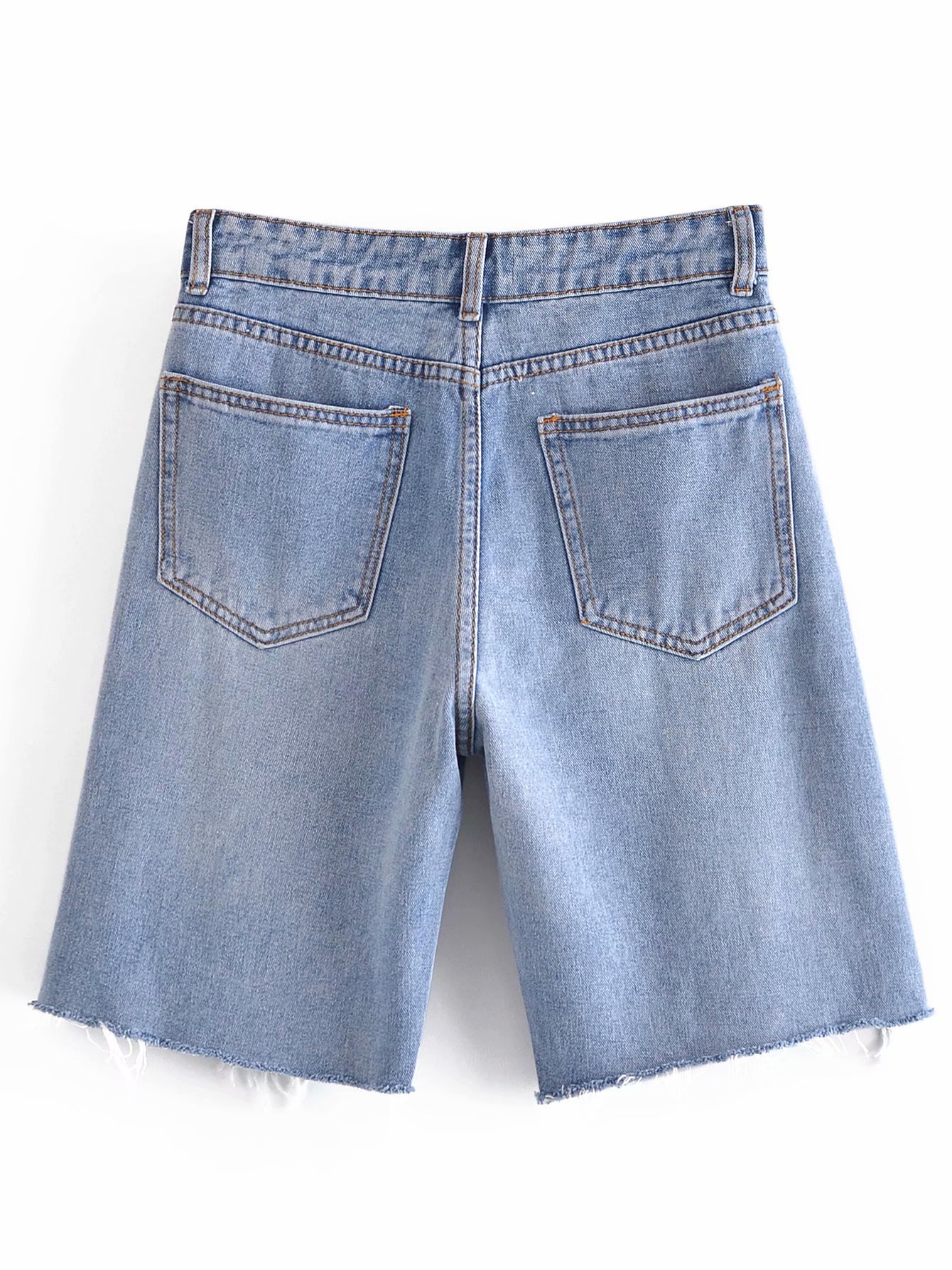 retro high waist five-point denim shorts  NSAM47479