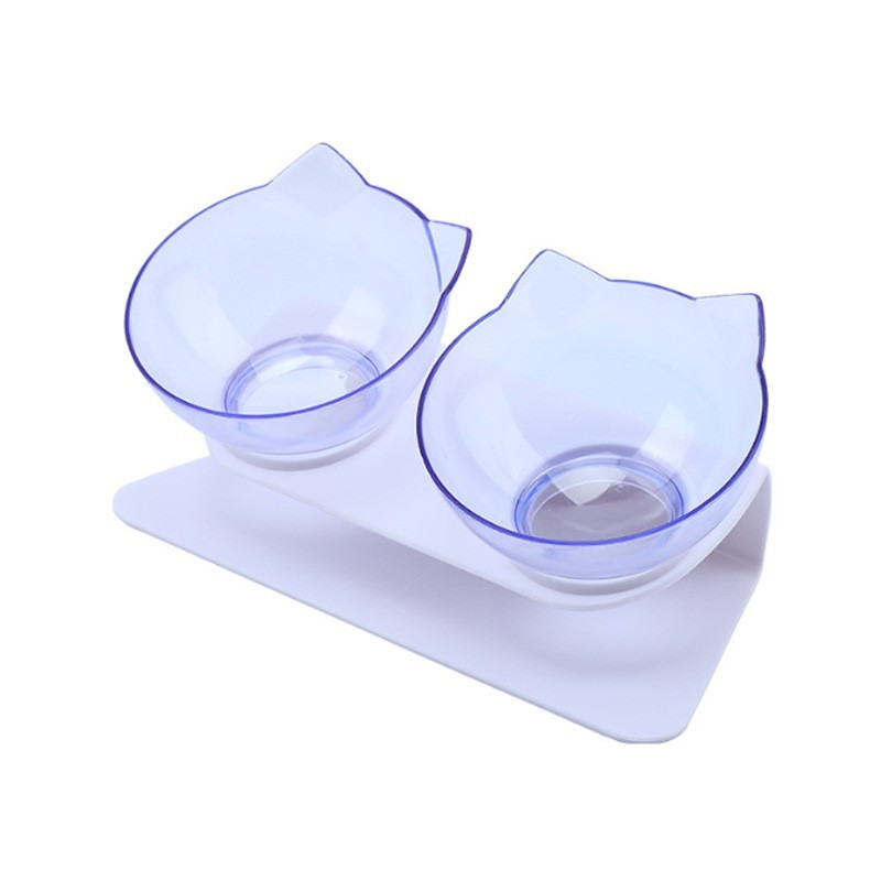 Cruz-frontera caliente gato tazón inclinación 15 grados anti-knock comida tazón de beber y comer conjunto de suministros de mascotas de doble uso en stock al por mayor