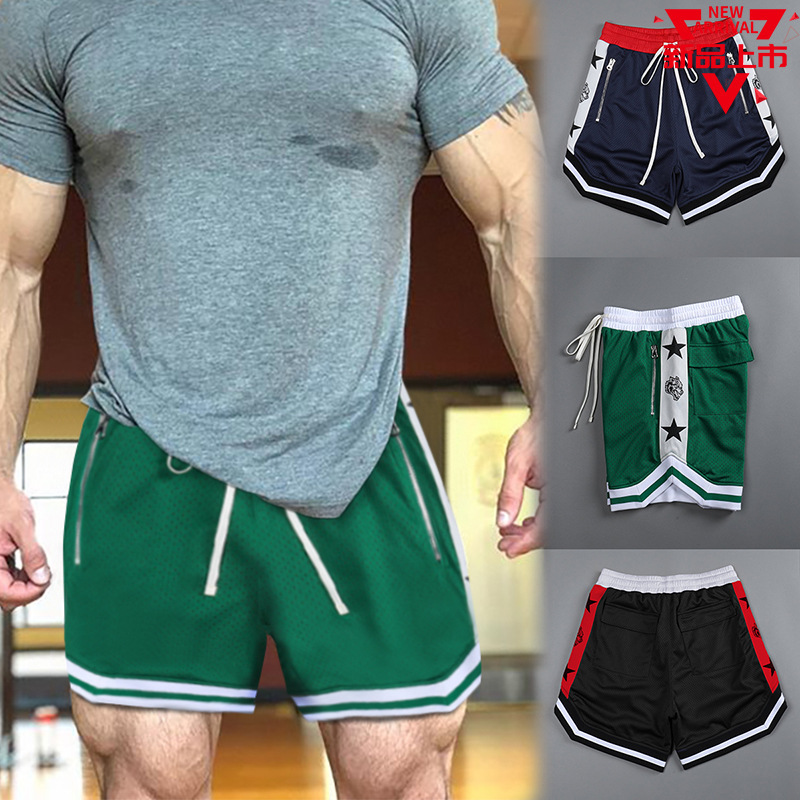 2022新款夏季肌肉健身运动篮球裤透气网眼五分跑步篮球短裤