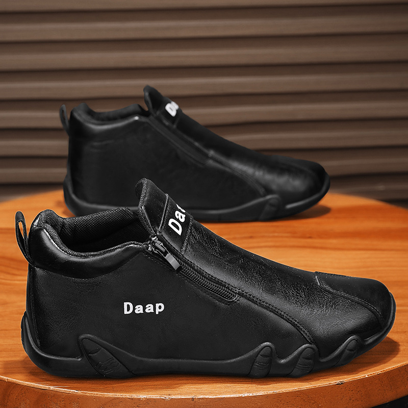 2026 nuevos zapatos de hombre de primavera al por mayor cuero medio para ayudar a los zapatos casuales impermeables y seguros de trabajo cómodos zapatos para hombres