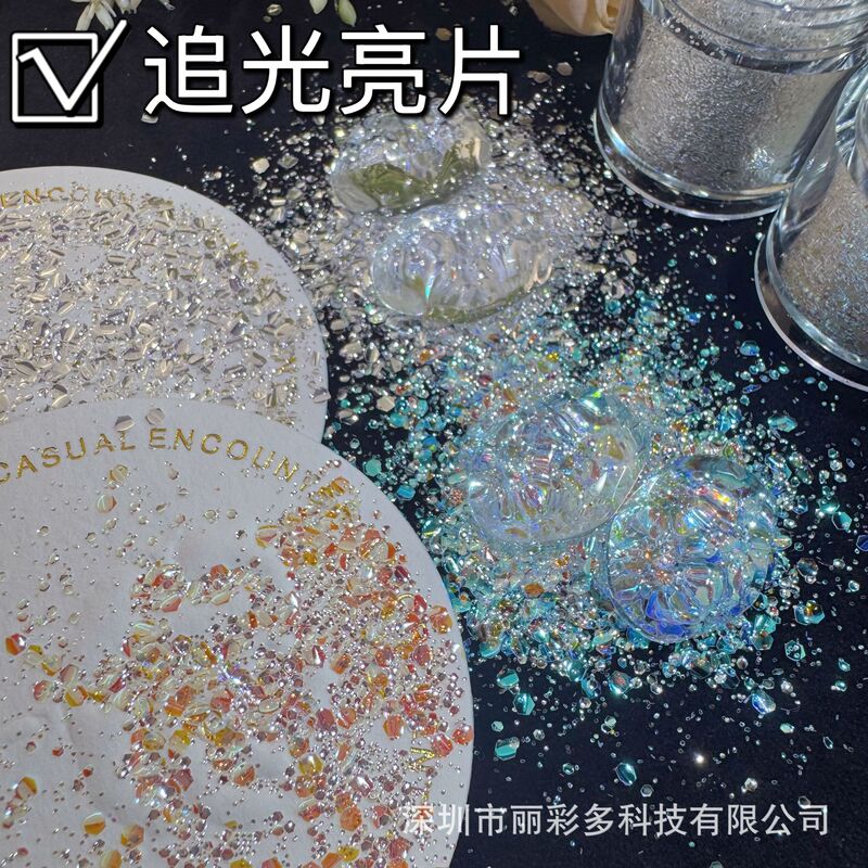 2025 Trending Influencer Hot-Selling Glitter Sequin Series Nail Art Mixed Material Pink Sequin Nail Decorations