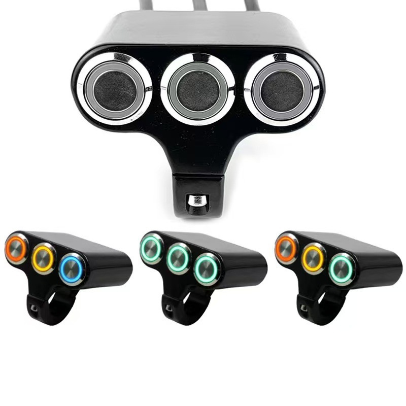 Aluminum Alloy Three-Position Handlebar Switch for Motorcycle and Electric Vehicle with Led Light, Self-Locking and Self-Resetting Button with Light Modification
