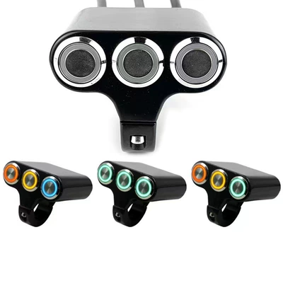 Aluminum Alloy Three-Position Handlebar Switch for Motorcycle and Electric Vehicle with Led Light, Self-Locking and Self-Resetting Button with Light Modification