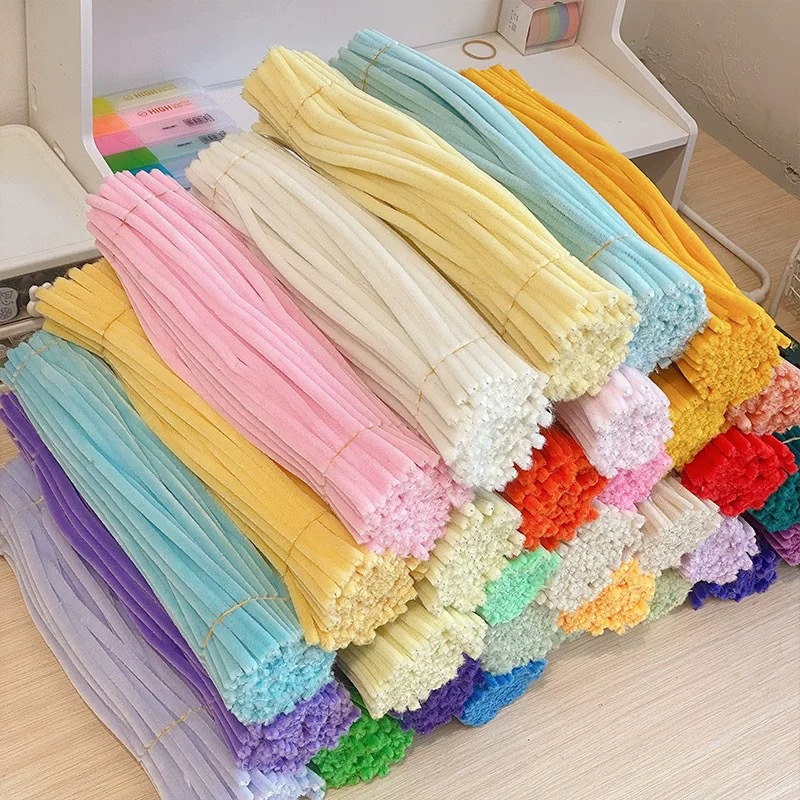Paquete de material DIY para niños hechos a mano de raíz de lana de color peluche plegable varilla de cifrado macarón