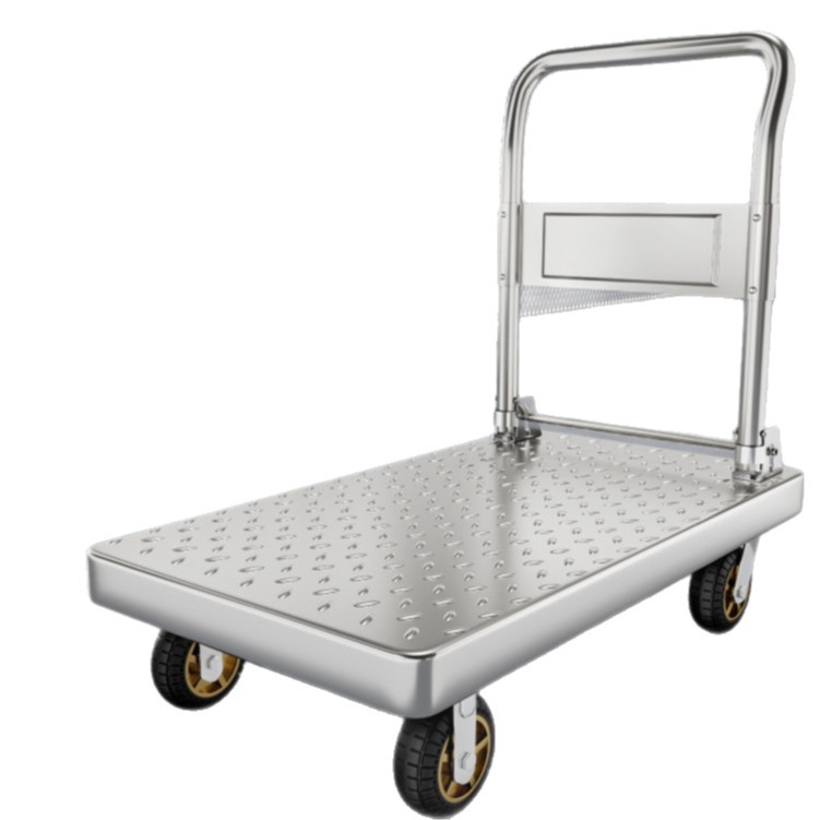 Camión de plataforma resistente a la compresión y al desgaste, camión de mano portátil engrosado, remolque pequeño plegable silencioso para el hogar, carro de carga de acero