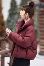新款安哥拉冬季棉服短款时尚小个子立领面包保暖加厚棉衣外套