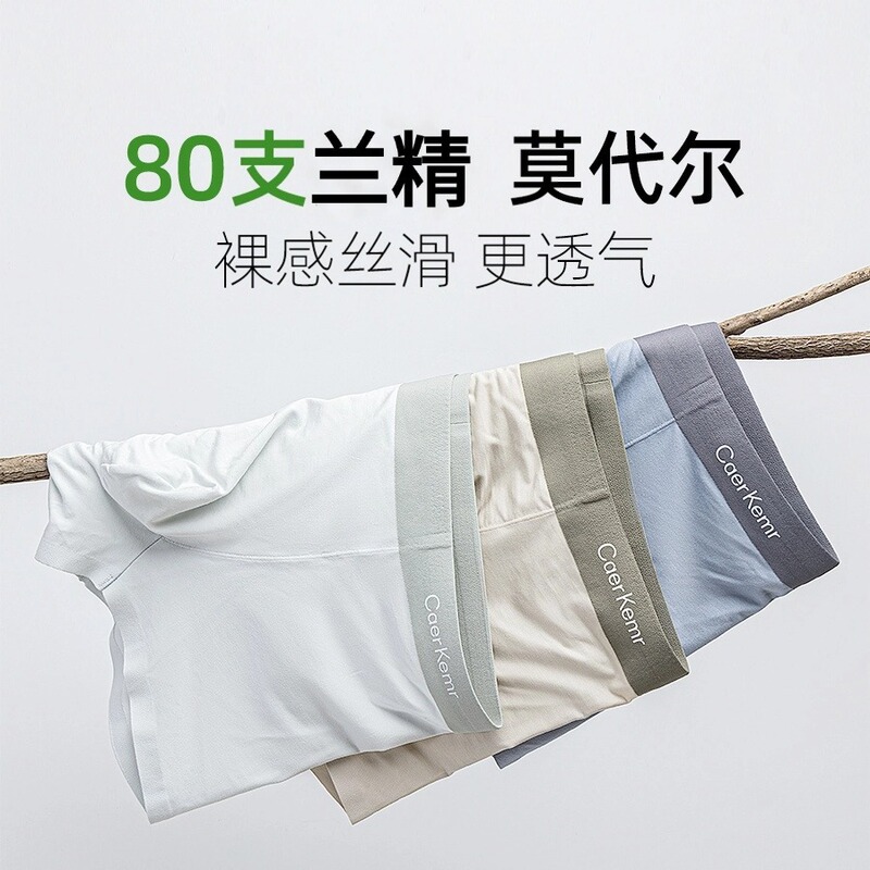 Men's Underwear 80 Count Lenzing Modal Underwear Men's Summer Thin Breathable 7A Antibacterial Seamless Boxer Briefs Wholesale