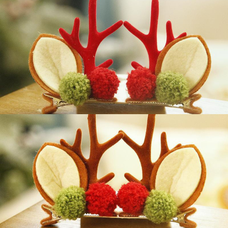 クリスマスのシミュレーションヘラジカの角のヘアピンはネットの赤いかわいい髪のカチューシャの祝日の子供の鈴のカチューシャを挟みます。|undefined