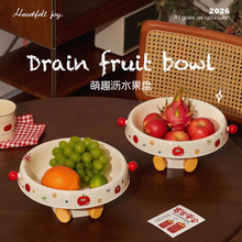 一件代发新年沥水果盘卡通萌趣零食糖果干果茶几大容量新料置物盘