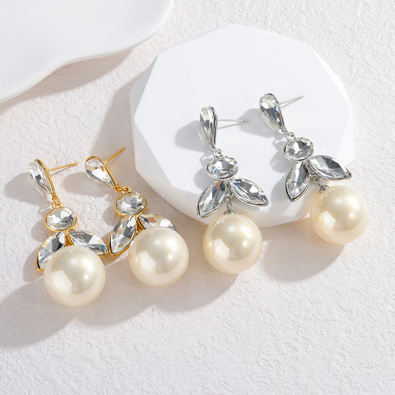Stone-Free Inlay Material Drop Earrings Classification 1 Pair Elegant Sweet Pearl 304 Stainless Steel Imitation Pearl Drop Earrings