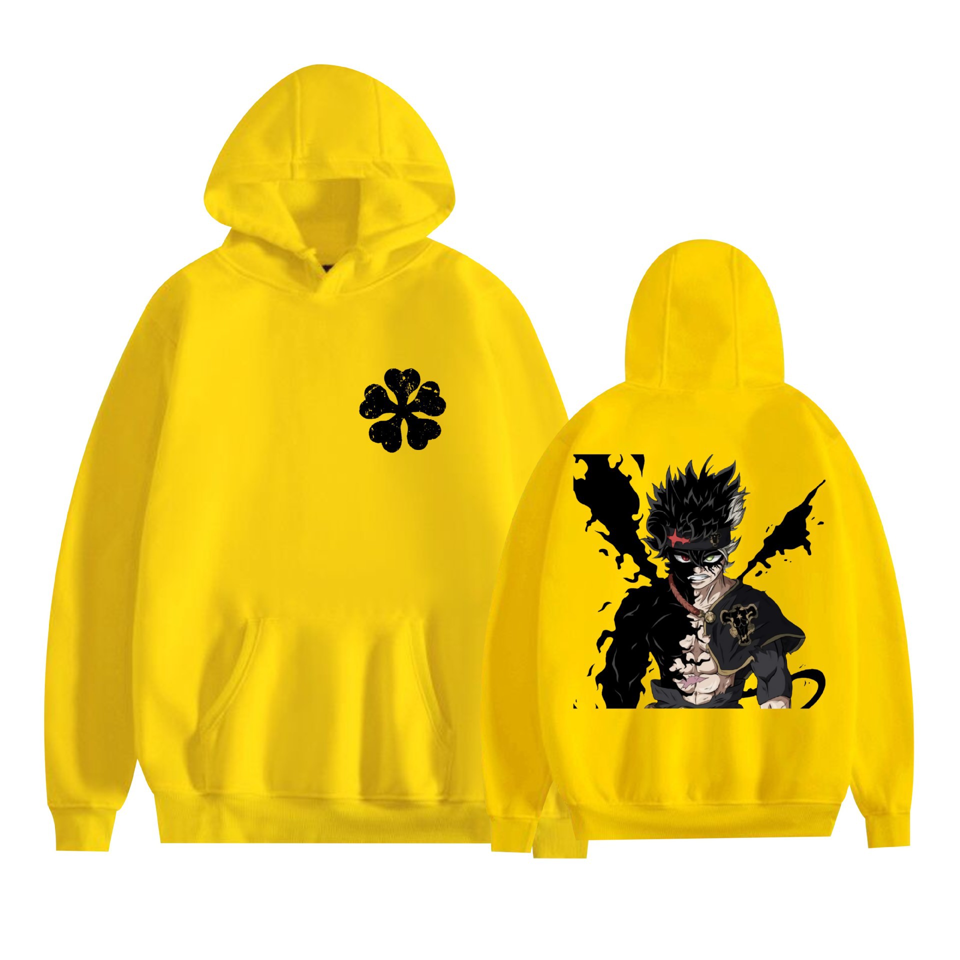 Trébol de cuatro hojas negro nuevo transfronterizo Black Clover animación periféricos hombres y mujeres suéter con capucha suelto casual