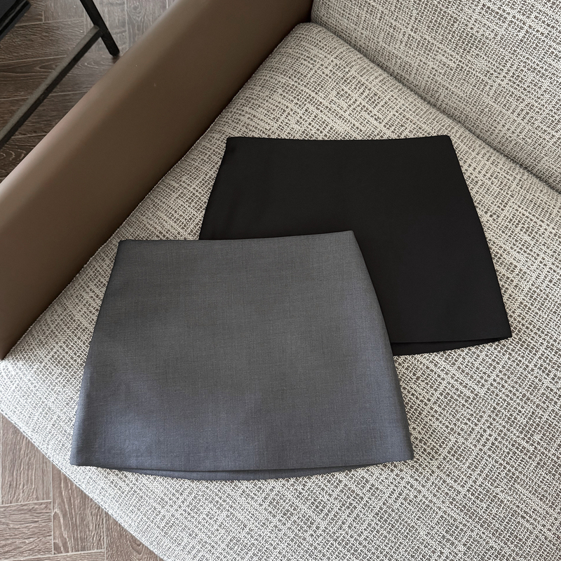 Suit Gray Skirt Women's Summer 2025 New Hip-Hugging Short Skirt Black High-Waisted Short Skirt