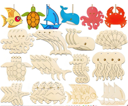 DIY Handmade Craft Wooden Puzzle Blanks Decorative Toy Set for Children Assembly and Painting