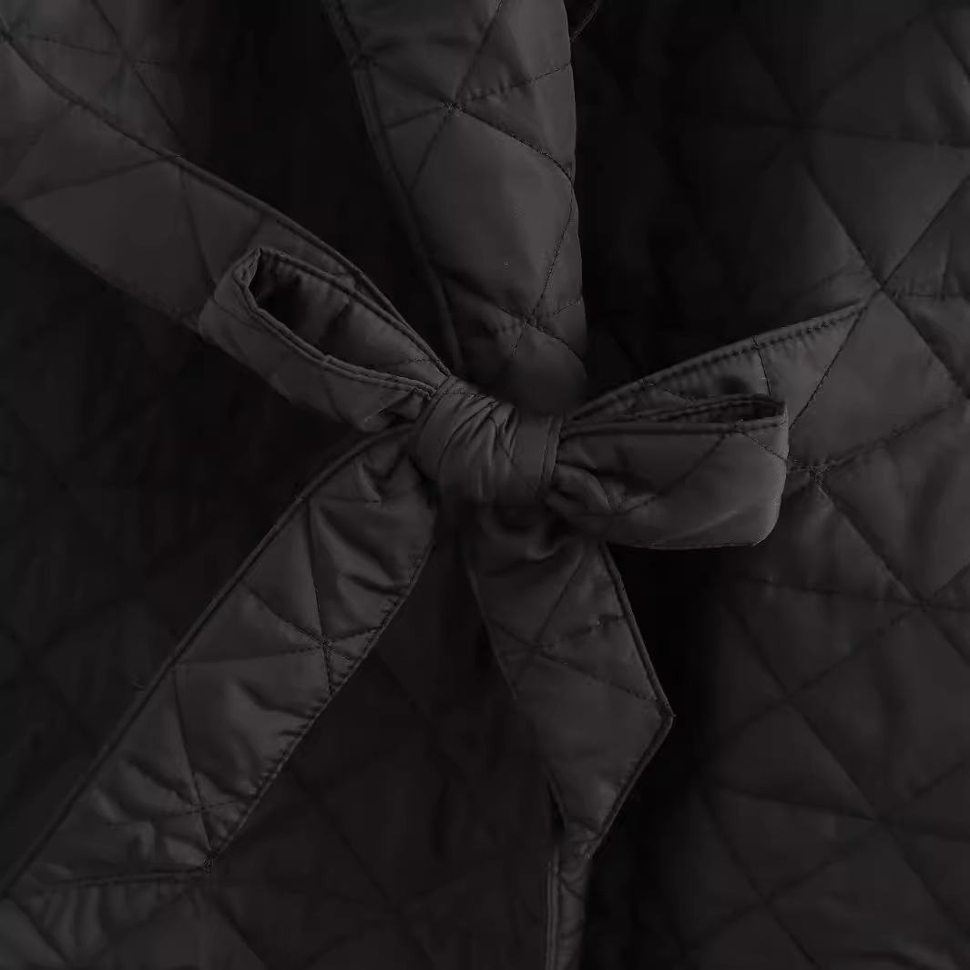 Damenbekleidung 2024 Herbst/Winter neue vielseitige Slim Fit Taille mit Kapuze mittellange Baumwolljacke_voghion.com