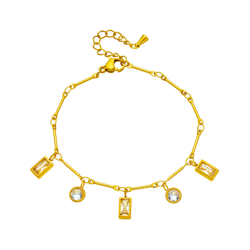 Geometric Pattern Women's Gender Elegant Simple Style Korean Style Geometric Titanium Steel Plating Inlay Zircon Bracelets