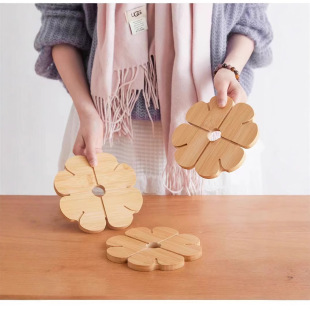 Heat Insulation Mat Dining Table Household Coaster Place Mat Food Mat Four-leaf Clover Shape High Temperature Anti-scalding Sand Pot Mat Heat Insulation Anti-scalding Mat
