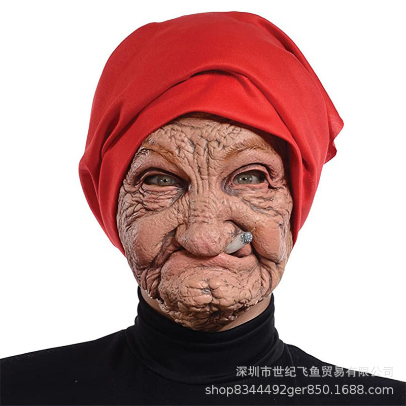 Transfronterizo de Halloween fumar abuela máscara de fiesta divertido máscara de arena talla de la personalidad accesorios de rendimiento