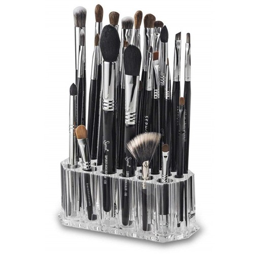 Cross-border 26-hole makeup brush storage rack eyeliner storage box desktop pen holder storage bucket transparent storage rack