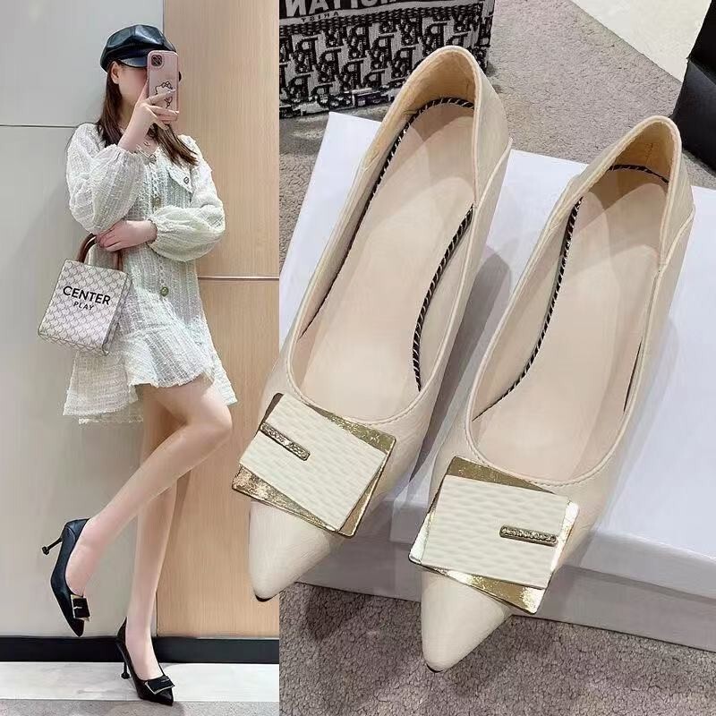 2025 New Autum Style Comfortable Soft Leather Metal Buckle High Heels for Women, Versatile Girls' Pointed Toe Stiletto Heels, Pumps 2025 New Autum Style Comfortable Soft Leather Metal Buckle High Heels for Women, Versatile Girls' Pointed Toe Stiletto Heels, Pumps