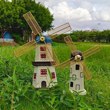 欧式复古荷兰风车摆件阳台花园庭院家居小摆设造景装饰品建筑模型