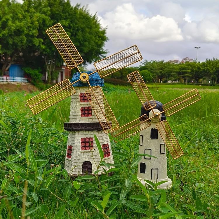 欧式复古荷兰风车摆件阳台花园庭院家居小摆设造景装饰品建筑模型
