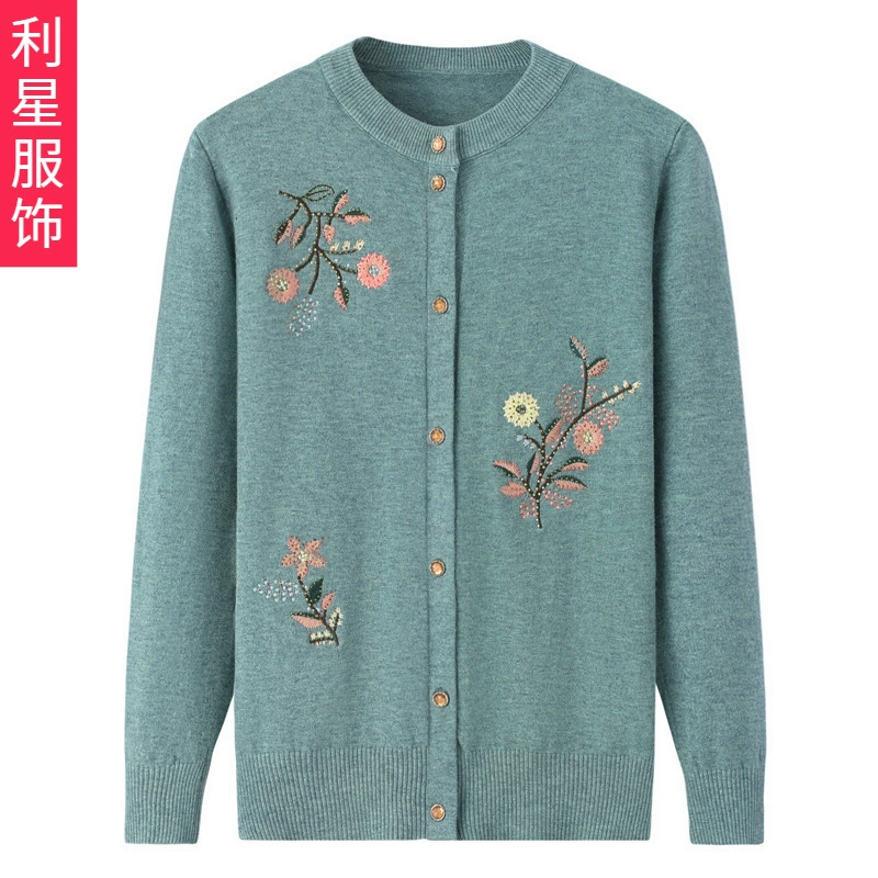 2023 Новая Женская Весенняя и осенняя одежда среднего возраста, топ, свитер для матери, тонкий свитер, женский кардиган, маленькая рубашка для среднего и пожилого возраста, пальто