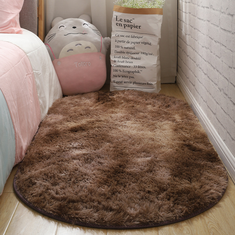 Luz de lujo dormitorio mantas de cama sala de estar oval simple estera de suelo vello largo teñido antideslizante balcón estera de ventana flotante paquete suave image 24