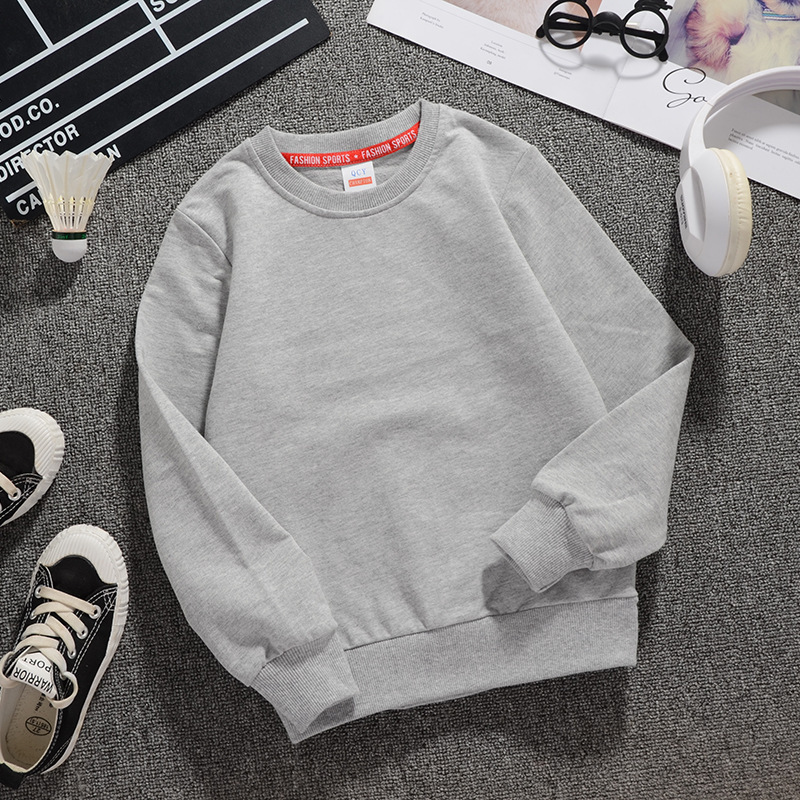 Primavera y otoño nuevo cuello redondo color sólido suéter para niños Barra de manga larga suéter con capucha ropa de clase suéter para niños