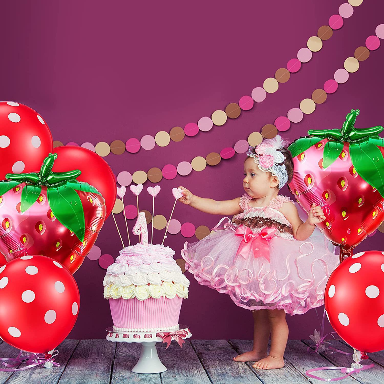 Casual Cute Number Strawberry Aluminum Film Birthday Festival Balloons display picture 5