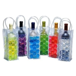 Pvc Single Long Bottle with Handle, Multi-Color Quick-Freezing Oil-Water Gel Beads, Beer, Red Wine, Double-Sided Ice Wine Bag