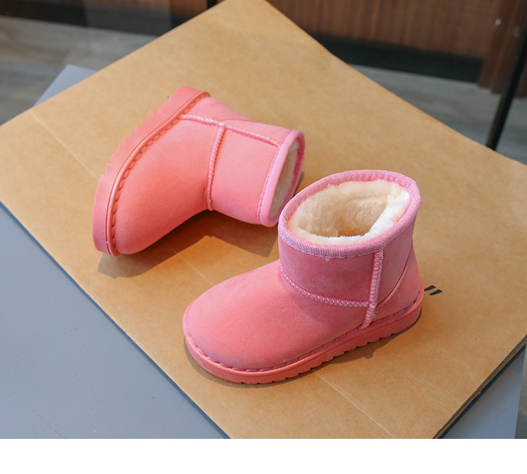 Winter New Children's Shoes Children's 1-16 Year Old Solid Soft Sole Snow Boots Girls' One Step Plush Warm Cotton Shoes_voghion.com