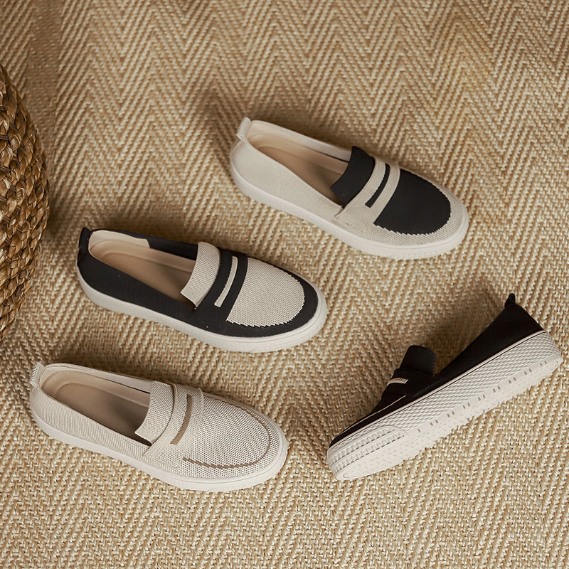 Japanese princess shoes fisherman shoes 2023 Deep mouth single-layer shoes knitted woven shoes flying woven flat slip-on loafers for women