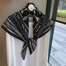 春秋高级三角巾双层缎面韩版小披肩丝滑洋气护颈丝巾领巾三角巾