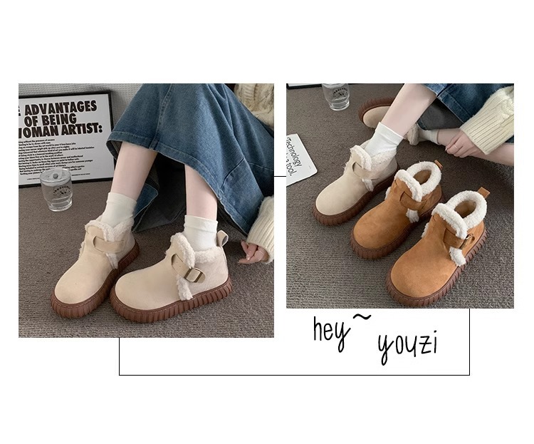 Warm Women's Winter Ankle Boots With Plush Lining And Thick Sole_voghion.com