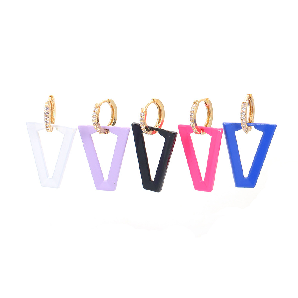 Copper Material Fashion Irregular Trapezoidal Hollow Copper Earrings