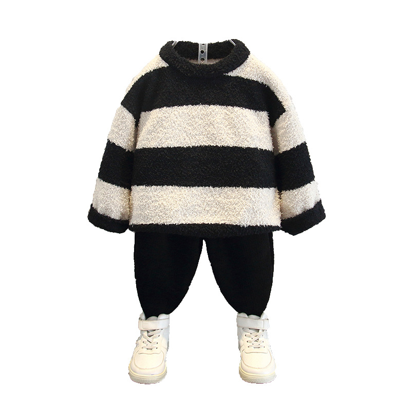 6479 Ropa para niños Suéter de otoño e invierno para niños 2025 Nuevo suéter casual para niños de punto a rayas para bebés