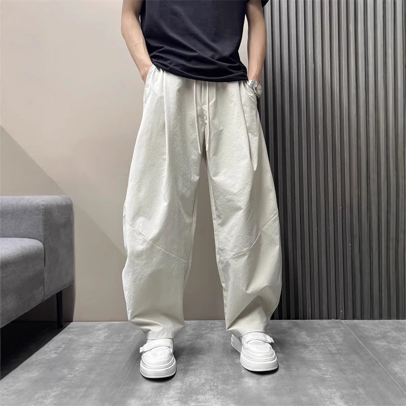 Summer New Trendy Brand Loose Thin Scimitar Pants High-End Straight Versatile Trendy Solid Color Casual Long Pants for Men