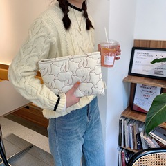 32113 Cute Clutch Lightweight Quilted Rabbit Zipper Cosmetic Bag Girly Storage Lipstick Bag