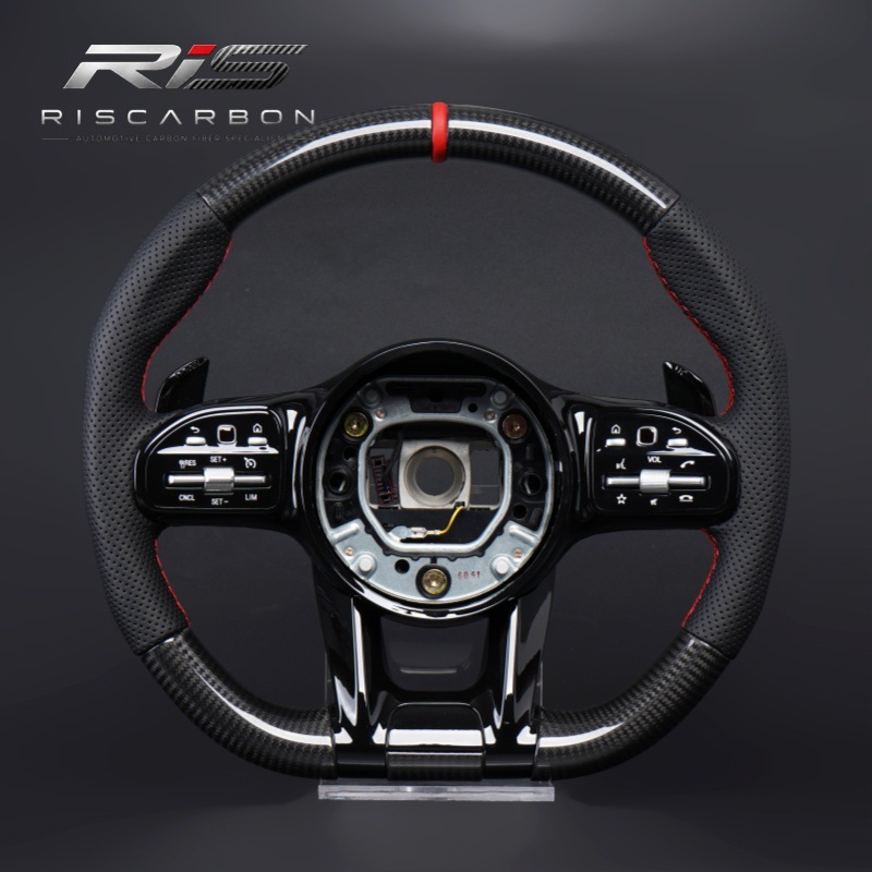 Compatible with Mercedes-Benz carbon fiber red label black button steering wheel W207W211W212 W221W222 809AMG GT