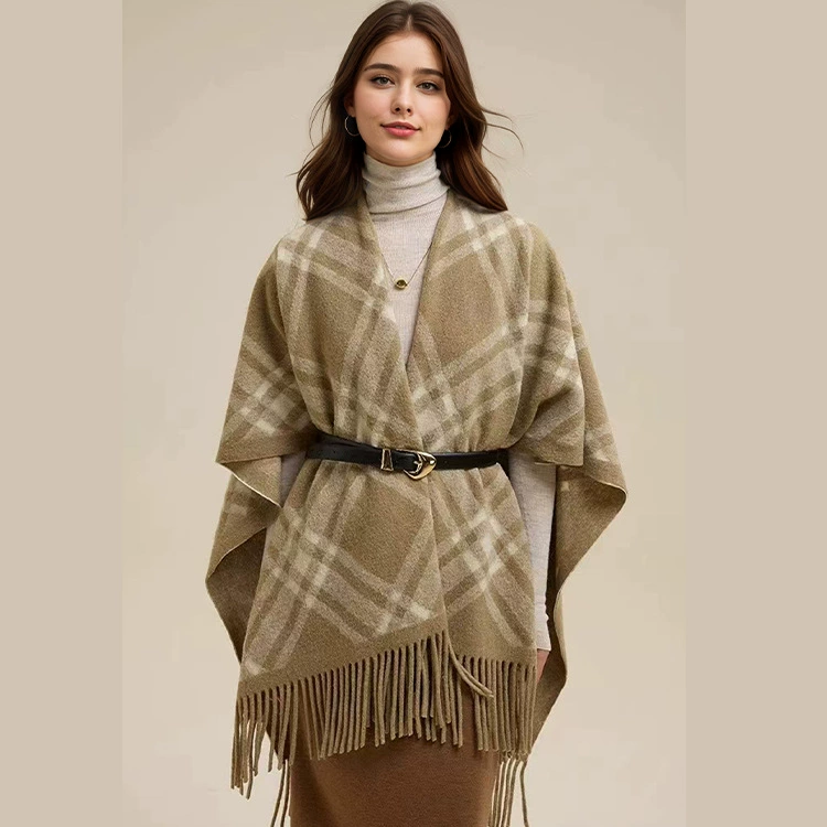 (Кроссбордерная торговля), демисезонное trench coat с помпонами, плащ, шарф, вязаный кардиган, европейский стиль