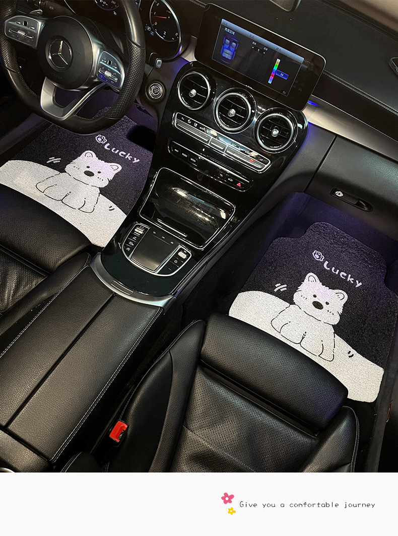 Car Floor Mat Wire Ring Universal Single Piece Main Driver Carpet Cute Ladies Floor Mat Anti-Dirty Anti-Slip Protective Mat Car Mat