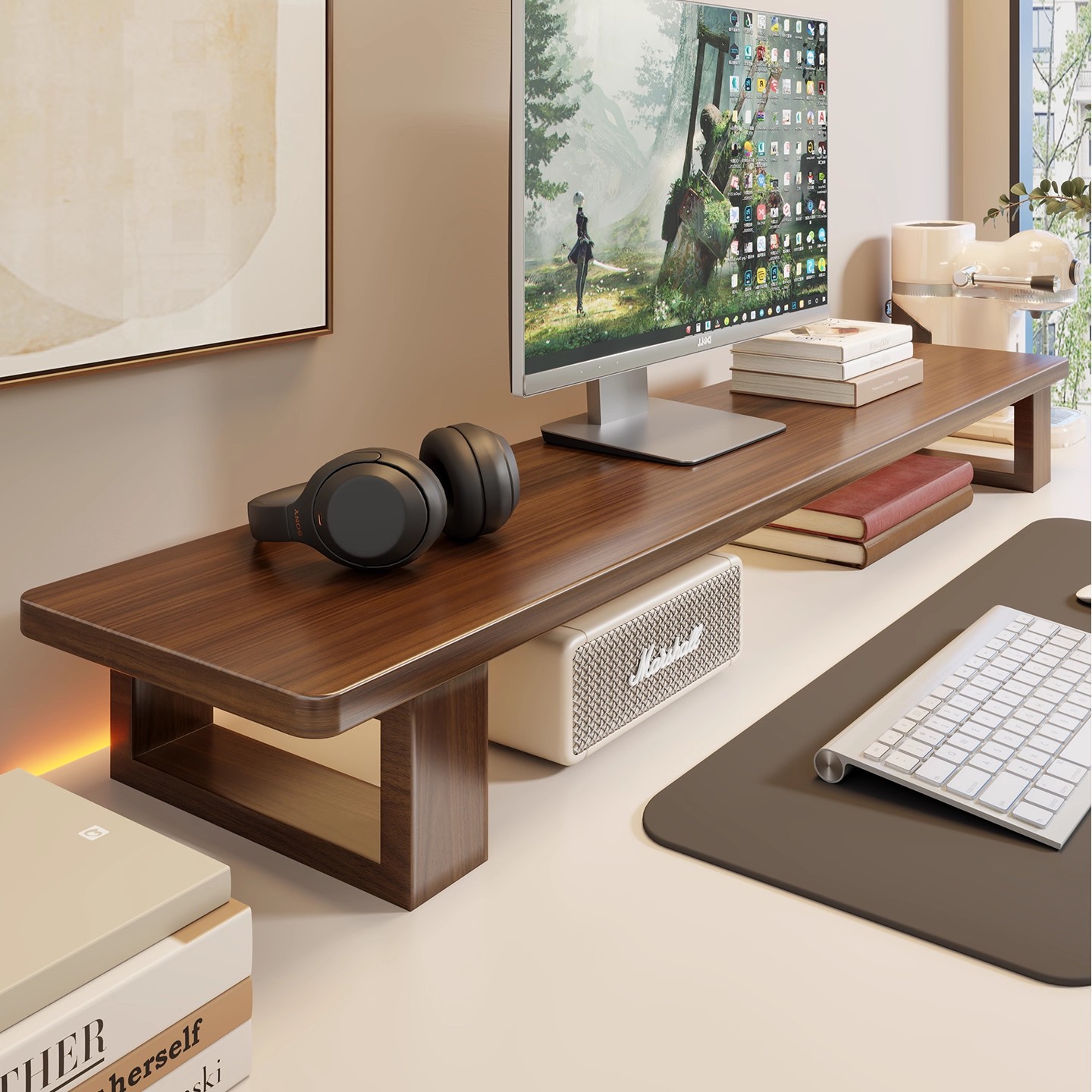 Soporte Elevador para Monitor de Madera MDF para Oficina y Escritorio