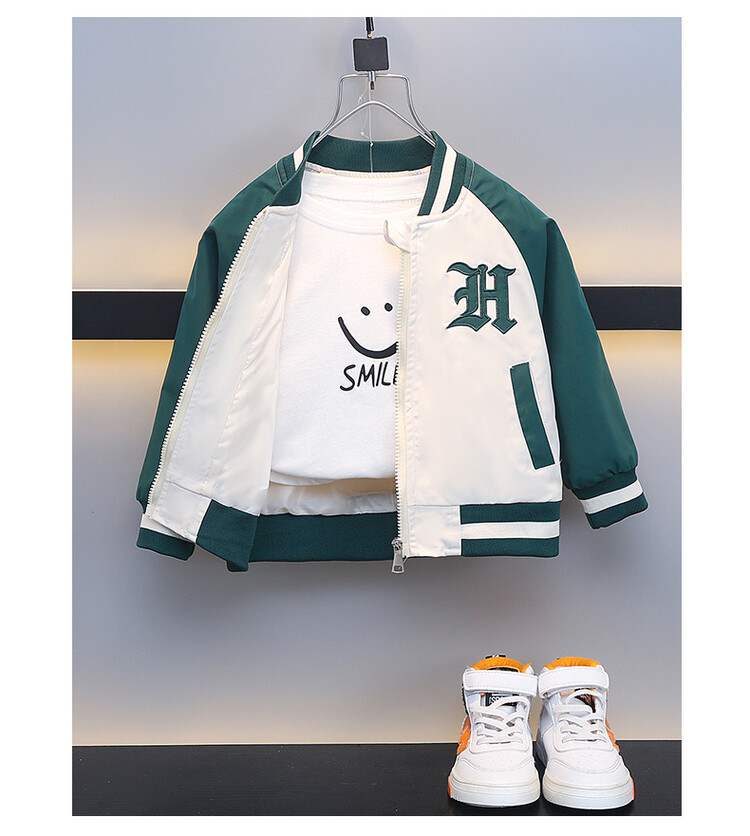Boys' letter embroidered baseball jacket 2024 Spri and Autumn collection new handsome jacket, trendy children's_voghion.com
